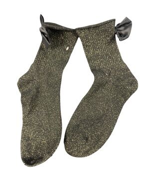 Sparkle Bow Ankle Socks in Black & Gold